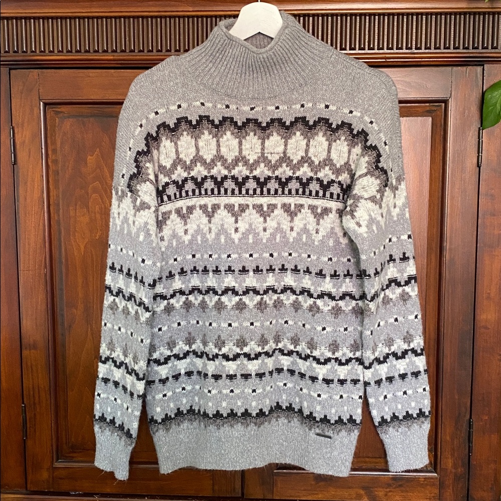 Abercrombie & Fitch Nordic Fair Isle Norwegian pattern knit  mock / roll neck S
